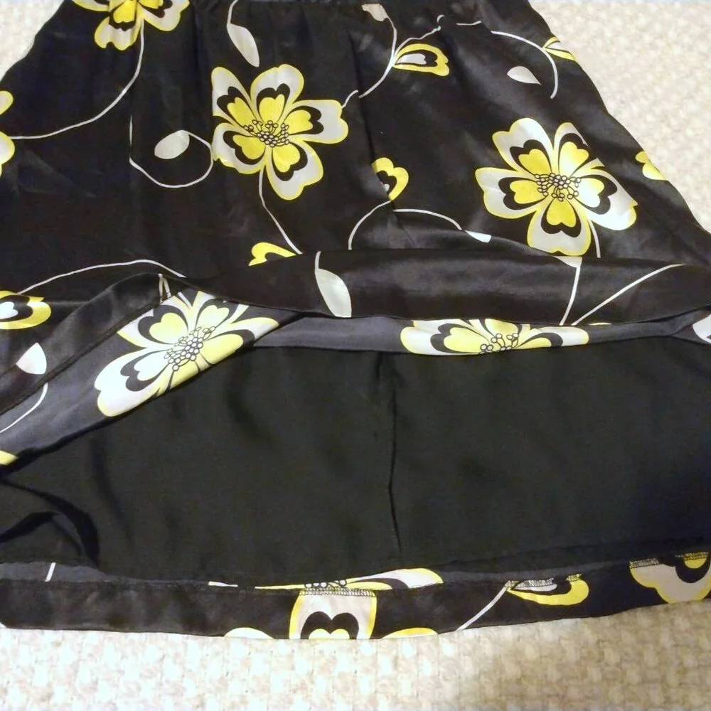 INC Bold Black Floral Silk Cocktail Dress 14 Garden Party Wedding Guest Y2K - Picture 4 of 11